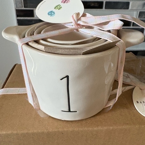 Rae Dunn Ceramic Easter Measuring Cups with Pastel Egg Design - Picture 3 of 3